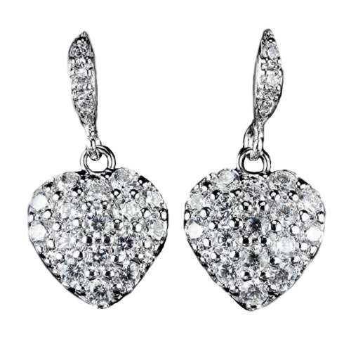 Spectacular Dainty Bridal,day Evening Wear Sparkly Top Grade Cubic Zirconia Heart Shape Earrings
