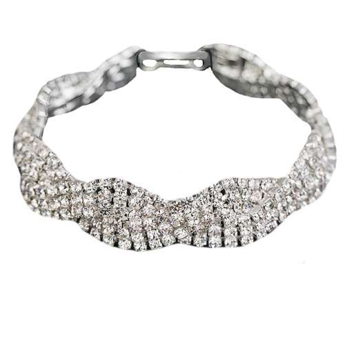 Elegant Diamanté Evening Wear or Bridal Silver Plated Bracelet