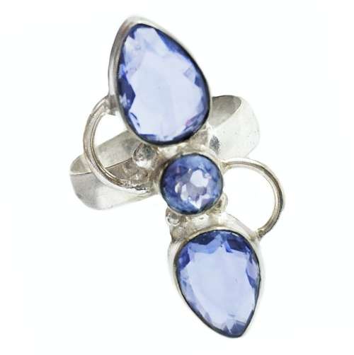 Tanzanite Violet Blue Quartz set in .925 Sterling Silver Plated Ring Size US 7 / UK O