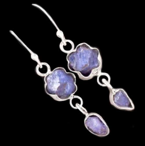 Rare Earth Mined Beauty Natural Unheated Tanzanite Gemstone Solid .925 Silver Earrings