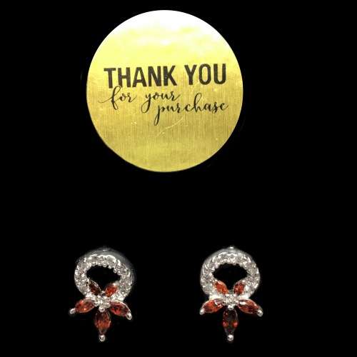 Dainty Handmade Simulated Garnet  White Cubic Zirconia Floral Fashion Stud Earrings