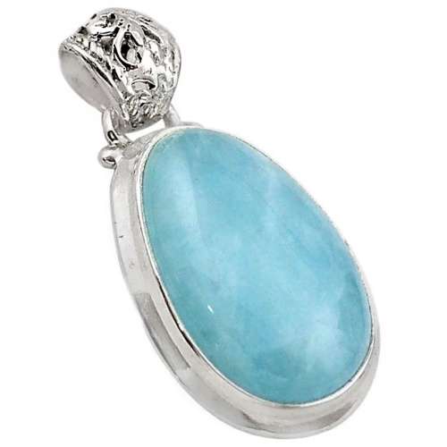 16.65 cts Handmade Natural Aquamarine Gemstone set in Solid 925 Sterling Silver Pendant