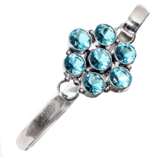 Swiss Blue Topaz set in .925 Sterling Sterling Silver Plated Handmade Pendant