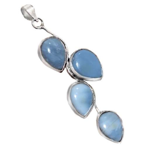 Natural Angelite Oval Gemstone set in  925 Sterling Silver Plated Handmade Pendant