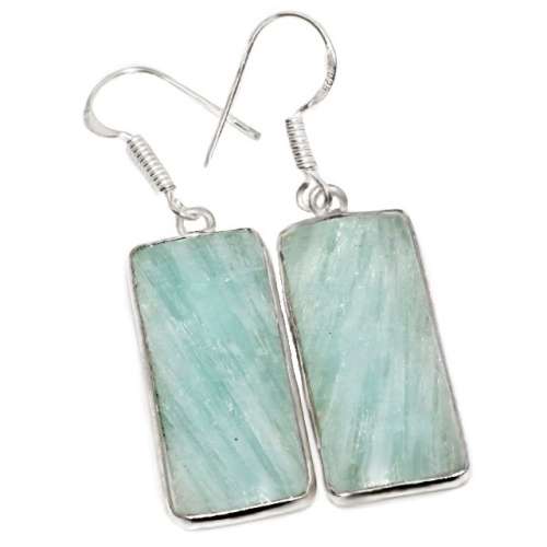 Rare Natural Hemimorphite Crystal Gemstone set in .925 Sterling Silver Plated Earrings