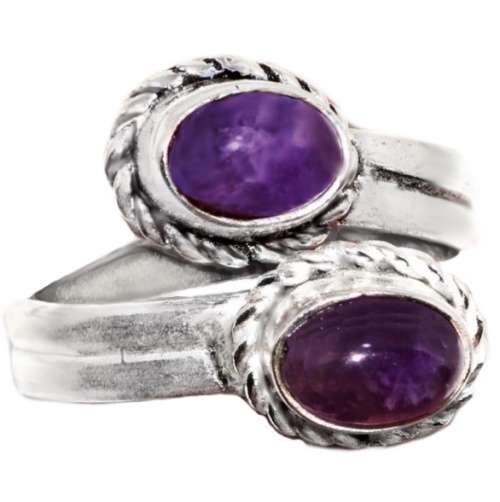 Enchanting Purple Amethyst .925 Silver Ring Adjustable Size