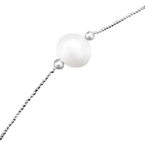 Dainty Freshwater Pearl  Solid. 925 Silver Bracelet
