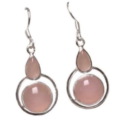 Natural Pink Rose Quartz Mixed Shapes set in Solid .925 Sterling Silver Earrings