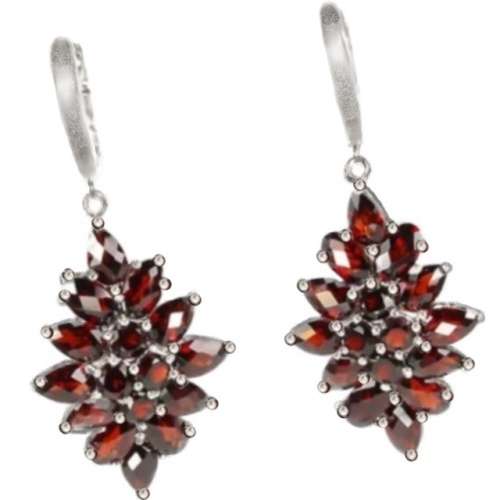 36 Natural Deep Red Mozambique Garnet Gemstone Solid .925 Sterling Silver Earrings