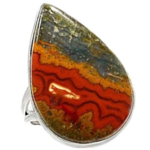 Natural Cady Mountain Agate set in Solid .925 Sterling Silver Ring Sz 8 OR Q