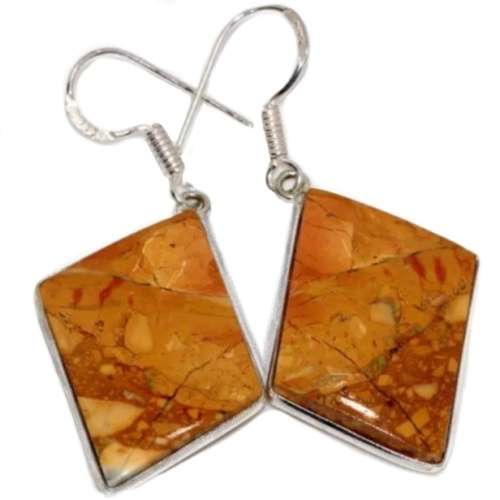 Natural Maligano Jasper Rectangle Gemstone set in .925 Sterling Silver Plated Pendant