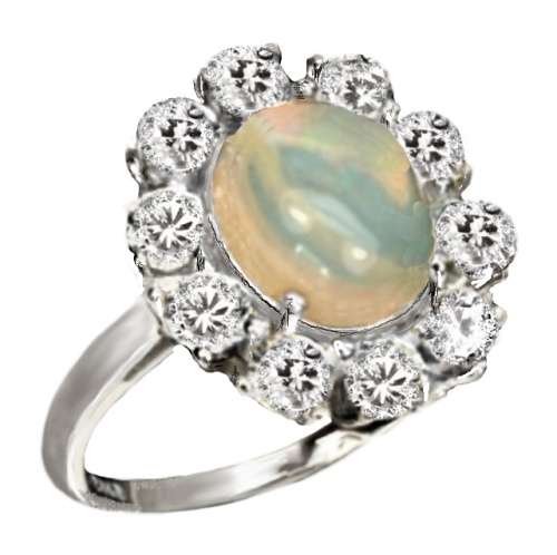 Regal 23.94 cts Ethiopian Fire Opal CZ Gemstone set in Solid .925 Sterling Ring Size 7 or O
