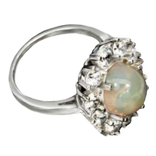 Regal 23.94 cts Ethiopian Fire Opal CZ Gemstone set in Solid .925 Sterling Ring Size 7 or O