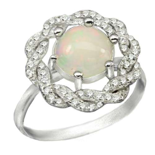 Regal 24.05 cts Ethiopian Fire Opal CZ Gemstone set in Solid .925 Sterling Ring Size 9 or R