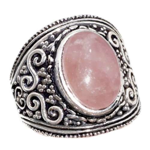 Handmade Natural Rose Quartz Gemstone .925 Sterling Silver Ring Size 9 / R 1/2