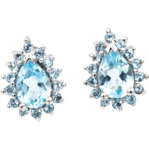 Genuine 7 X5 mm AAA Top Sky Blue Topaz Gemstone  .925 Sterling Silver Earrings