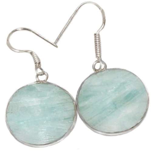 Rare Natural HemImorphite Crystal Round Gemstone in .925 Sterling Silver Plated Handmade Earrings