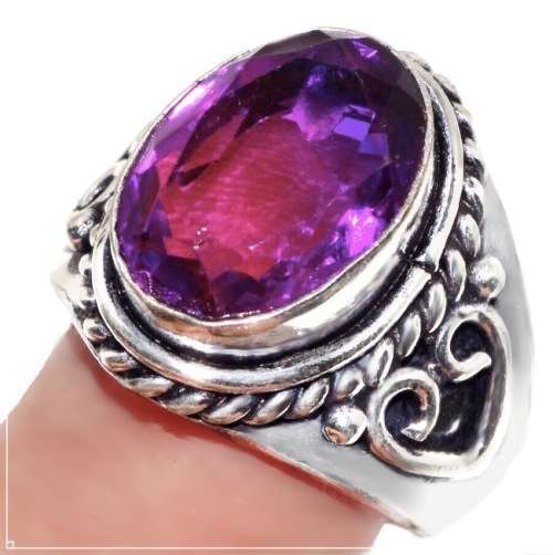 Bi-Colour Tourmaline Oval set in Hallmarked 925 Sterling Silver Plated Handmade Ring Size 7.5/ P