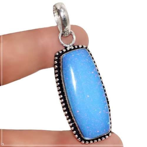 Fire Opal Triplet Geometric Gemstone set in  .925  Sterling Silver Plated Handmade Pendant