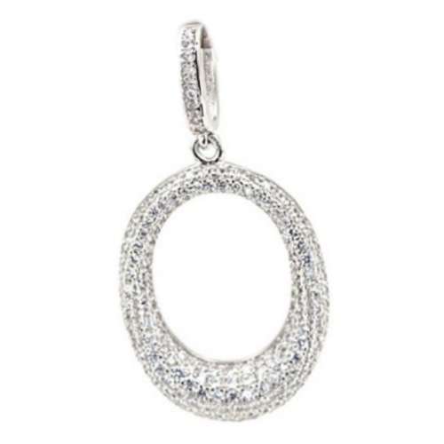 Elegant Italian Design AAA White Cubic Zirconia set in Solid .925 Sterling Silver White Gold Pendant