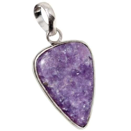 Natural Lepidolite Pear Shape Gemstone set in .925 Sterling Silver Plated Handmade Pendant