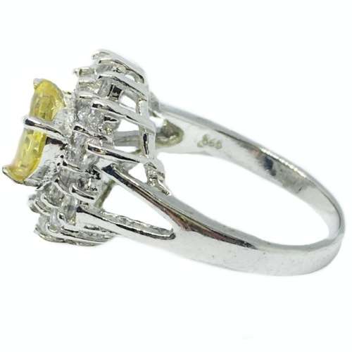 5.58 cts Natural Lemon Citrine Set in Solid .925 Sterling Silver Ring Size US 8 / UK Q