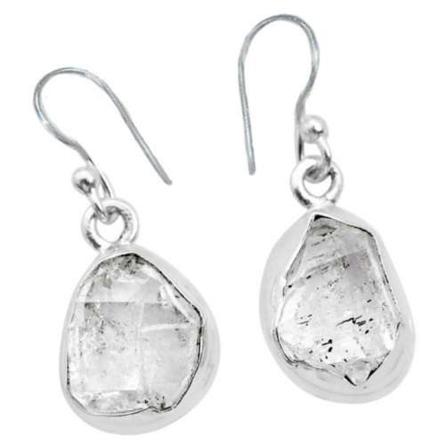 Natural Herkimer Diamond Gemstone set in Solid .925 Sterling Silver Nice Size Earrings