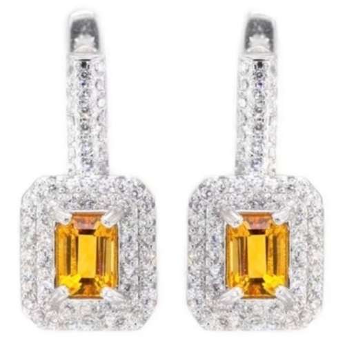 Earth Mined 33.8 Cts Natural Madeira Citrine .925  Sterling Silver Earrings