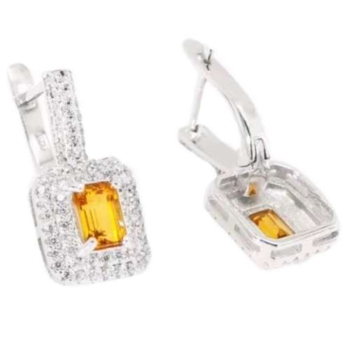 Earth Mined 33.8 Cts Natural Madeira Citrine .925  Sterling Silver Earrings