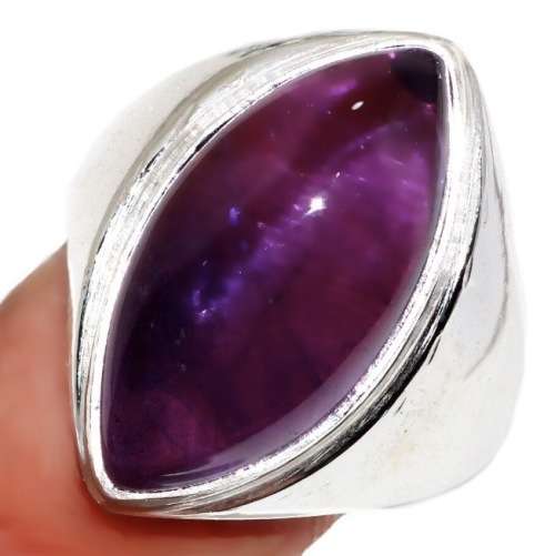 Natural Purple Amethyst Marquise Gemstone in.925 Sterling Silver Plated Ring Size US 9 / R 1/2