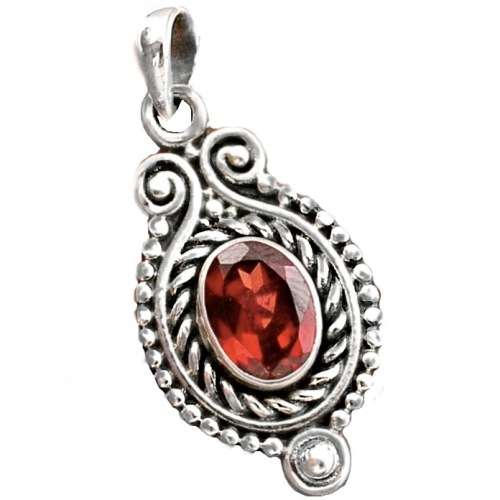 Victorian Natural Mozambique Garnet set in Solid .925 Sterling Silver Pendant