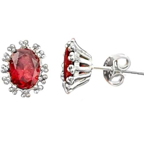 4.55 cts Natural Round Garnet Gemstones set it Solid .925 Sterling Silver Stud Dainty Earrings