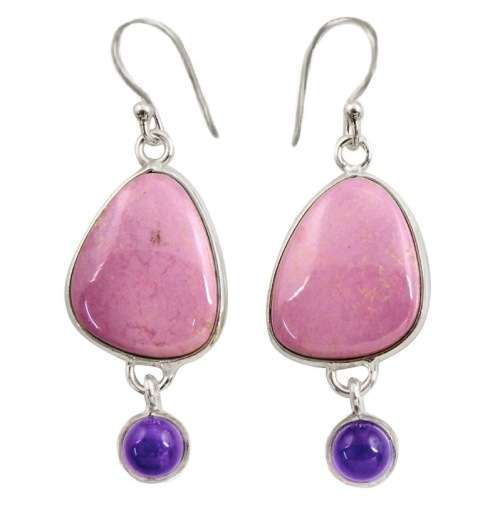 17.08 cts Natural Purple Phosphosiderite ( Hope Stone) Amethyst Solid .925 Sterling Silver Earrings