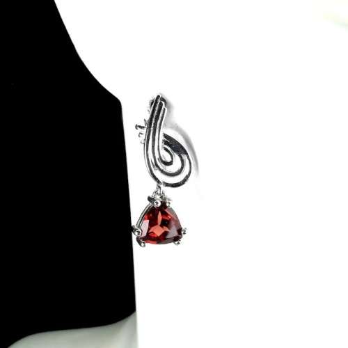 Natural Unheated Mozambique Garnet Solid .925 Sterling Silver 14K White Gold Earrings