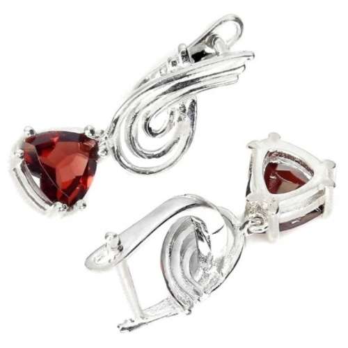 Natural Unheated Mozambique Garnet Solid .925 Sterling Silver 14K White Gold Earrings