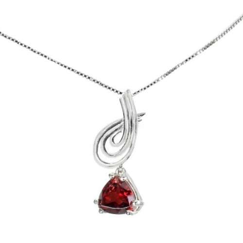 Natural Unheated  Mozambique Garnet Solid .925 Sterling Silver 14k White Gold Necklace