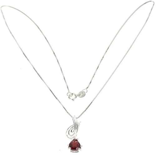 Natural Unheated  Mozambique Garnet Solid .925 Sterling Silver 14k White Gold Necklace