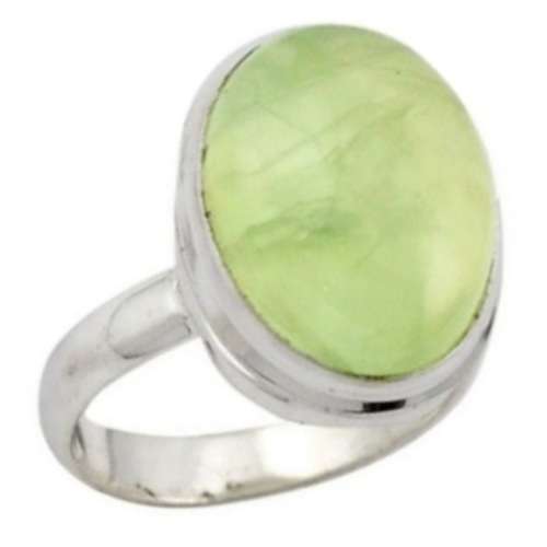 10.30 cts Natural Scottish Moss Prehnite Oval Gemstone set in Solid .925 S/ Silver Ring Size 7 or O