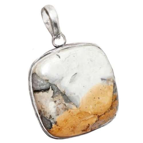 Natural Maligano Jasper Gemstone set in .925 Sterling Silver Plated Handmade Pendant