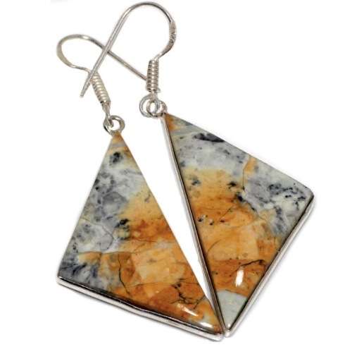 Natural Maligano Jasper Gemstone set in .925 Sterling Silver Plated Handmade Pendant