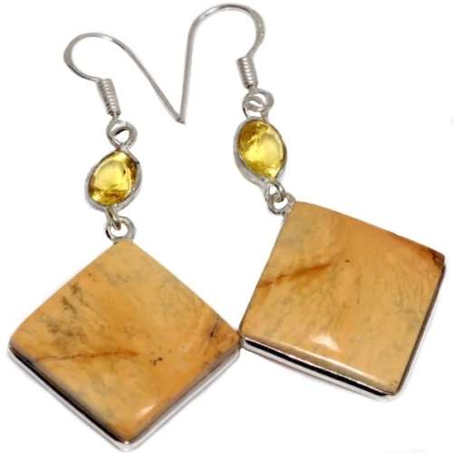 Natural Maligano Jasper Gemstone set in .925 Sterling Silver Plated Handmade Pendant