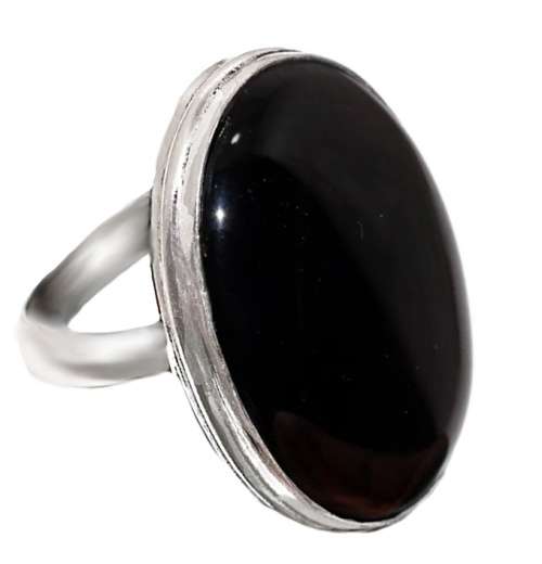 Handmade Black Onyx Oval Gemstone set in .925 Sterling Silver Plated Ring Size US 8.5  or UK Q 1/2