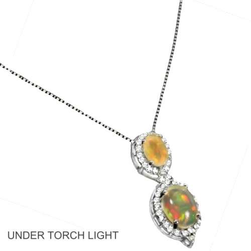 Deluxe Unheated Ethiopian Rainbow Full Flash Fire Opal Solid .925 Sterling Pendant Necklace