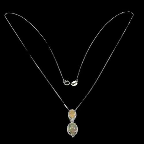 Deluxe Unheated Ethiopian Rainbow Full Flash Fire Opal Solid .925 Sterling Pendant Necklace