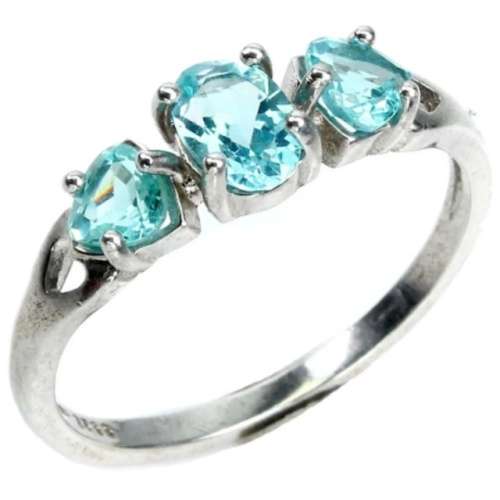 Natural Unheated Apatite, White Cubic Zirconia Solid .925 Silver 14K White Gold Ring Size 6.5 or N