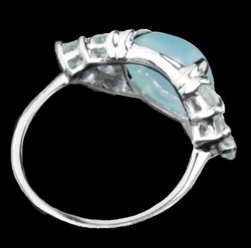 10 Natural Unheated Blue Topaz and Blue Chalcedony in Solid .925 S/ Silver Ring Size 7 or O