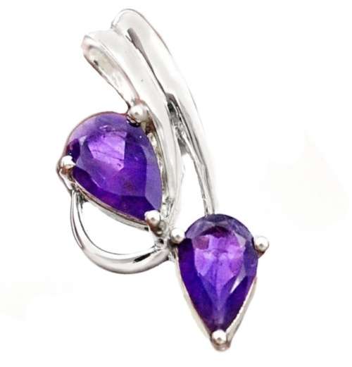 Natural Purple Amethyst Gemstone set in Solid .925 Sterling Silver Pendant