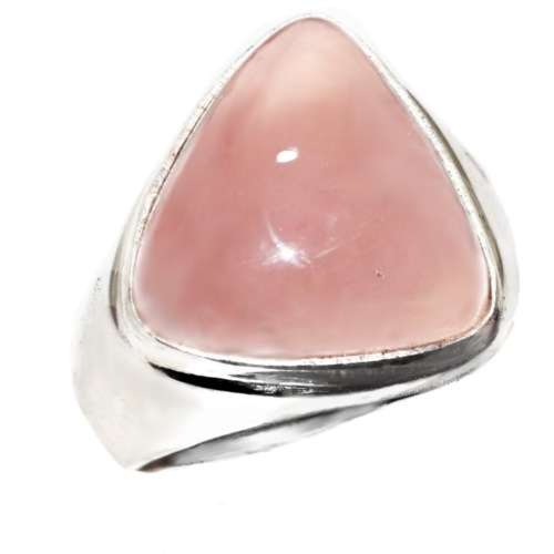 Handmade Natural Rose Quartz Gemstone .925 Sterling Silver Ring Size 9 or R 1/2