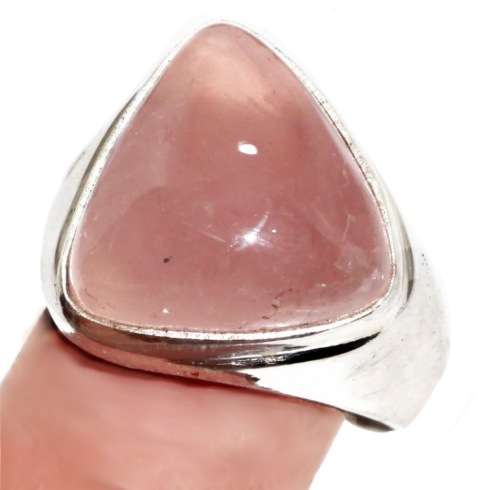 Handmade Natural Rose Quartz Gemstone .925 Sterling Silver Ring Size 9 or R 1/2