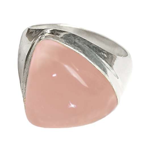 Handmade Natural Rose Quartz Gemstone .925 Sterling Silver Ring Size 9 or R 1/2